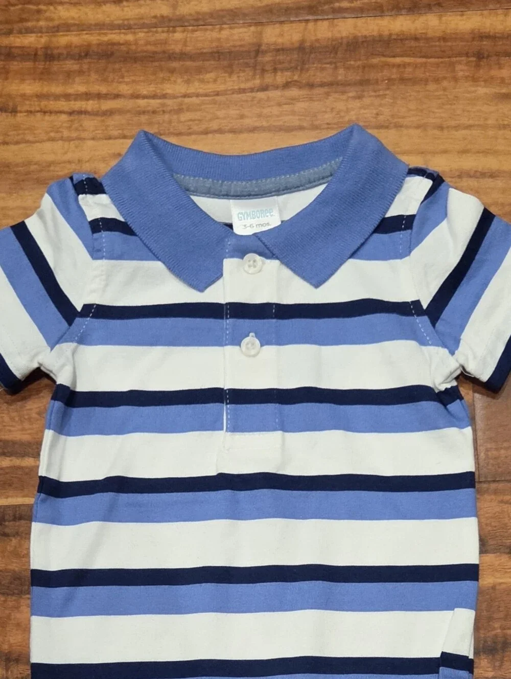 Gymboree NWT 3-6 Months Blue and White Striped Polo Bodysuit with Matching Socks